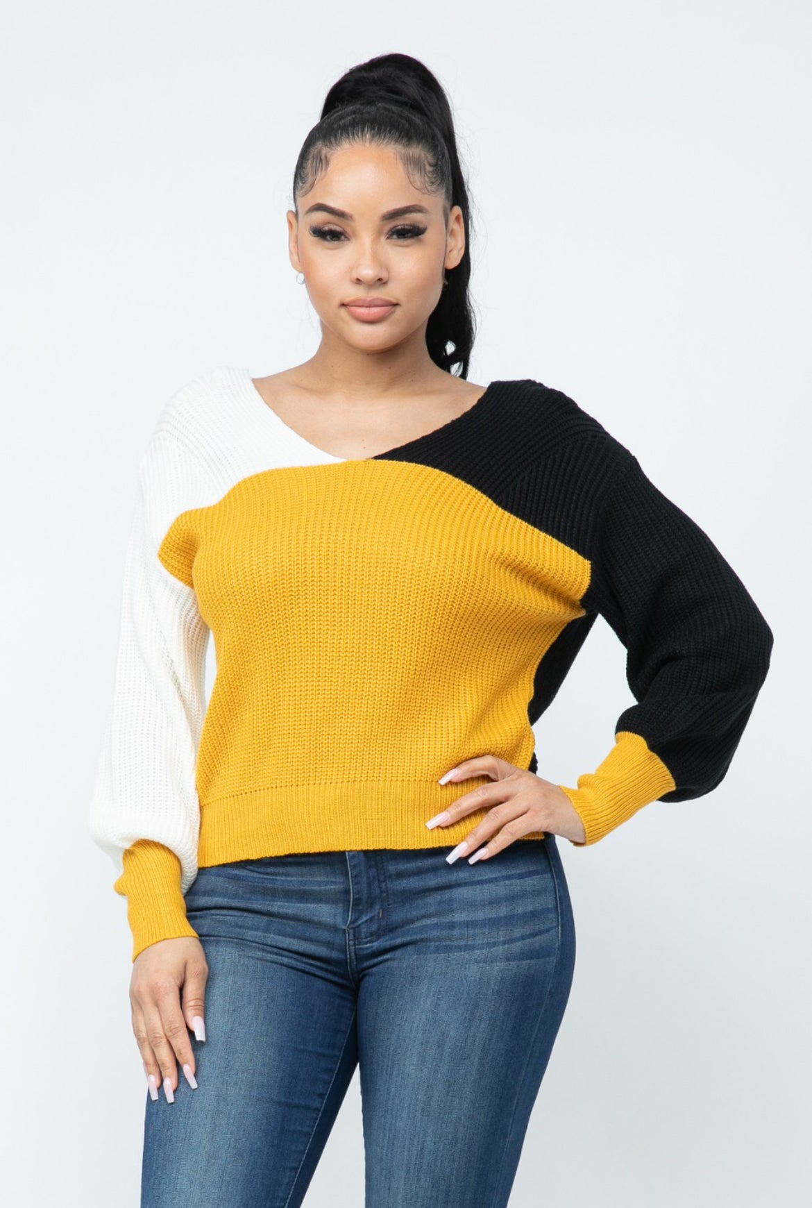 Twisted open back outlet sweater