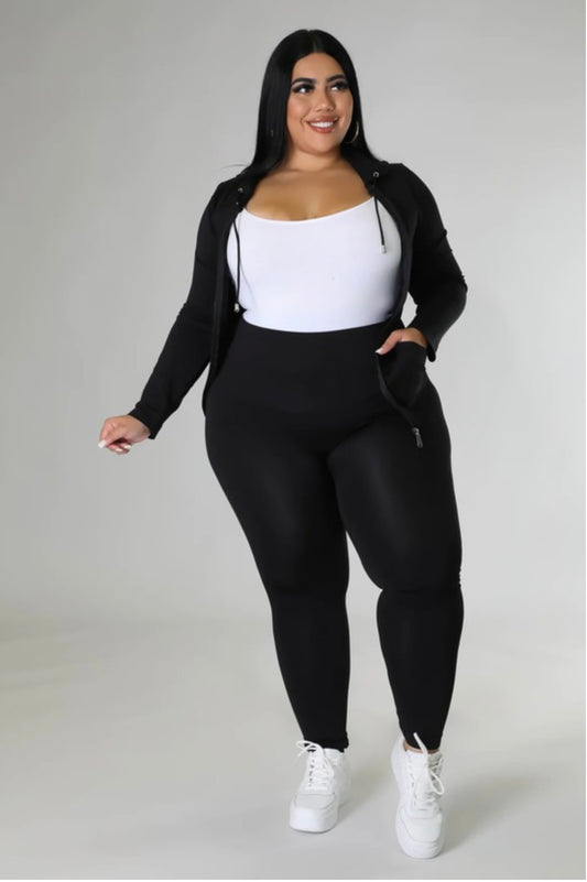 Seamlesse Zip Up Hoodie Jacket Leggings Set