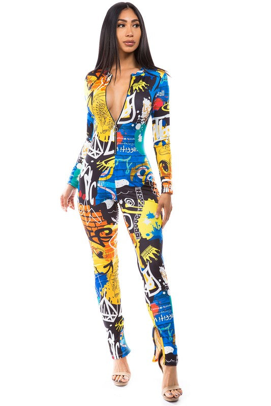 SEXY MULTI PRINT JUMPSUIT