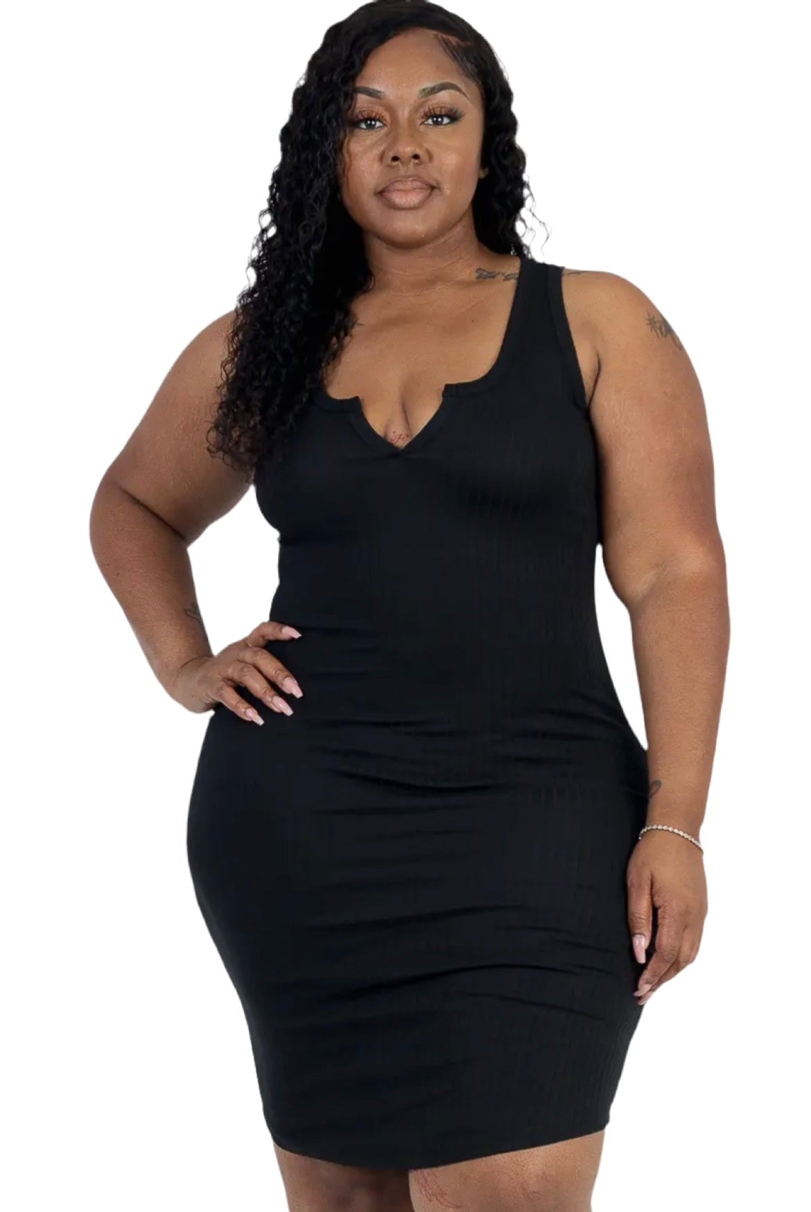 Casual Ribbed Split Neck
Bodycon Dress