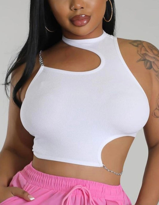 Chain Halter Cutout Top