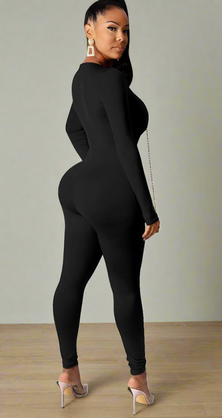 Long Sleeve Jumpsuit W/Chain