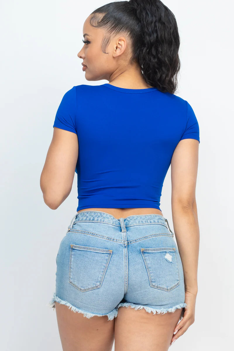 Short Sleeve Basic Crop Top