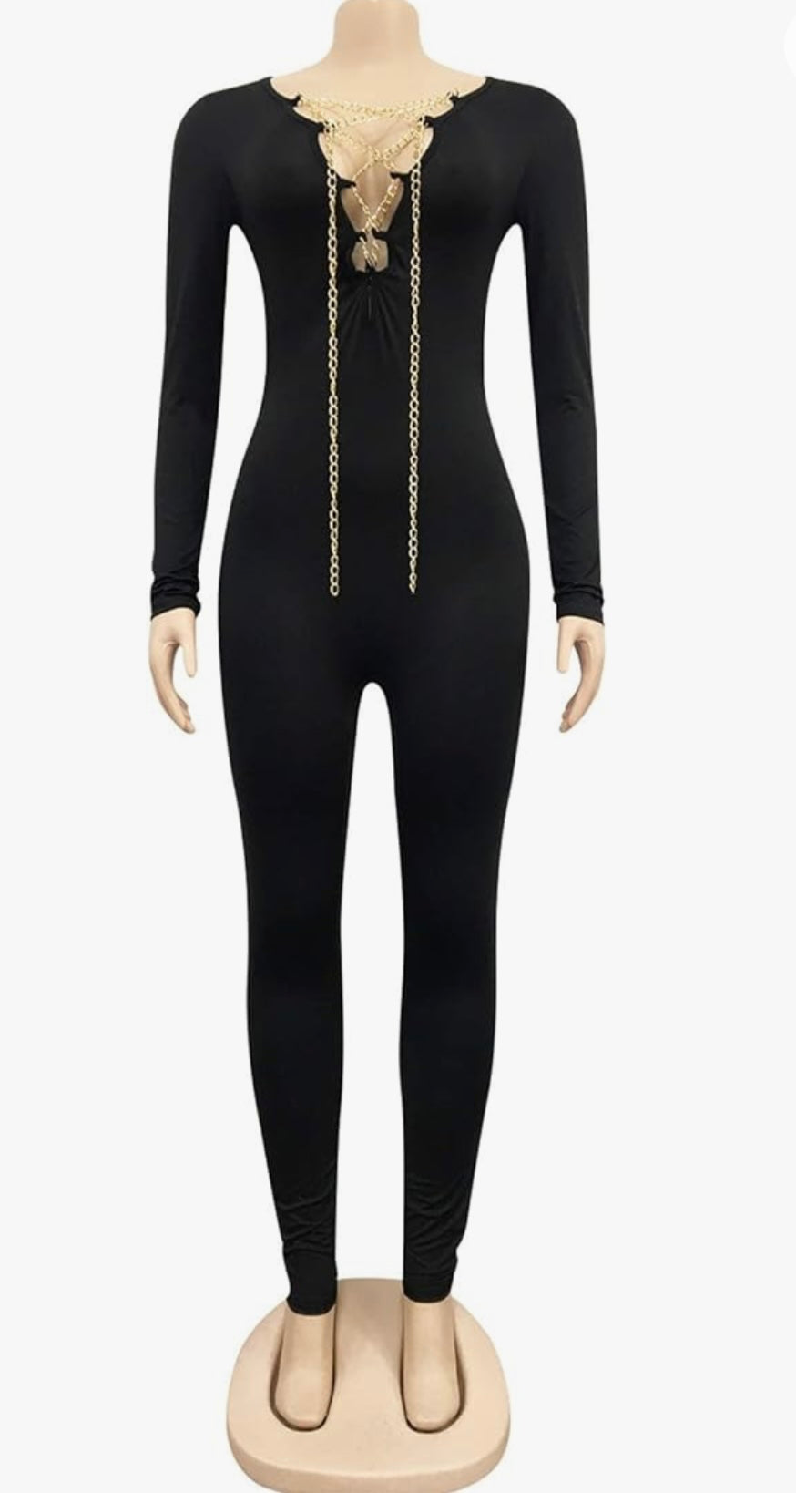 Long Sleeve Jumpsuit W/Chain